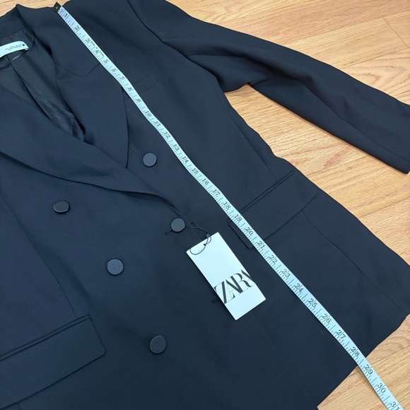 NWT ZARA STRAIGHT CUT DOUBLE BREASTED WOOL BLEND BLACK Blazer - Picture 9 of 11